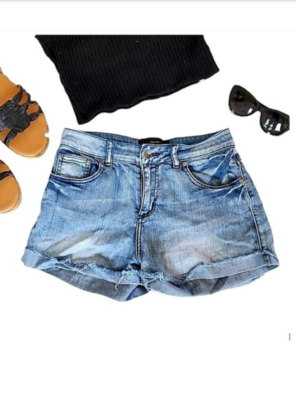 bebe Addiction Women's Jean Shorts Size 25 Light Blue Denim Cutoffs Fray Summer
